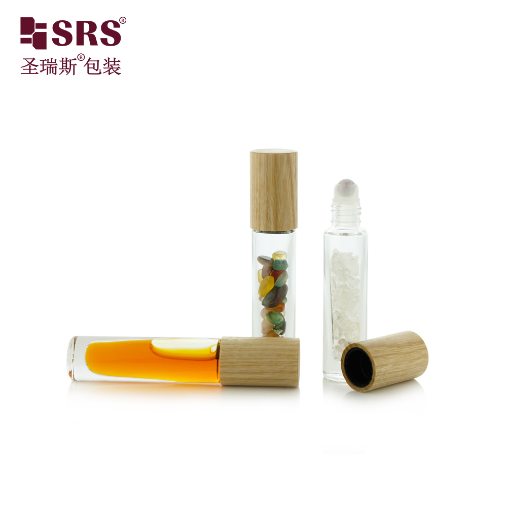 New Arrivals Essential Oil Perfume Glass Roll on Bottle for with long ashtree wood cap