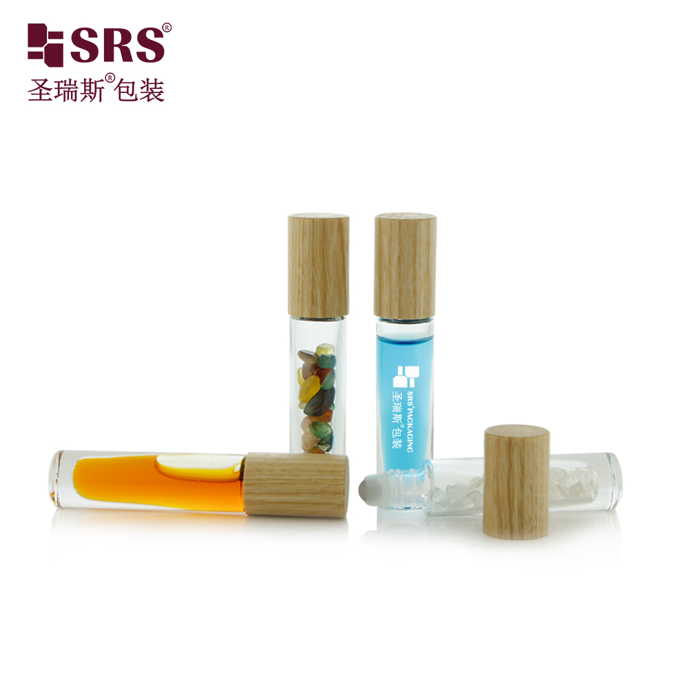 New Arrivals Essential Oil Perfume Glass Roll on Bottle for with long ashtree wood cap