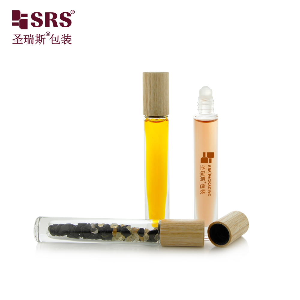 New Arrivals Essential Oil Perfume Glass Roll on Bottle for with long ashtree wood cap