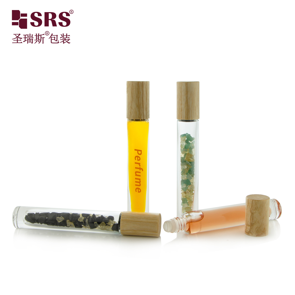 New Arrivals Essential Oil Perfume Glass Roll on Bottle for with long ashtree wood cap