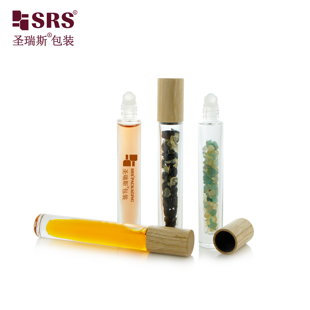 New Arrivals Essential Oil Perfume Glass Roll on Bottle for with long ashtree wood cap