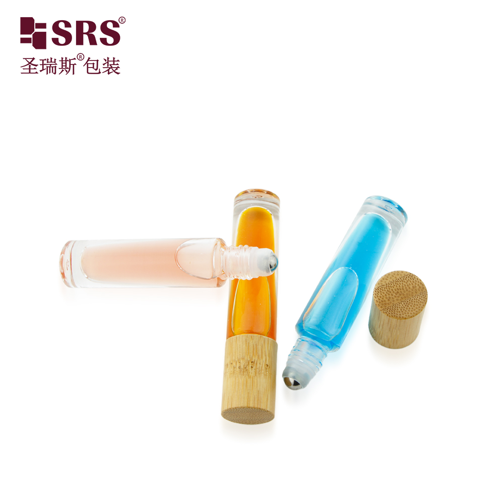 Wholesale Factory Price 5ml 10ml Custom Painting Metalized Glass Roller Bottle With Bamnoo Cap