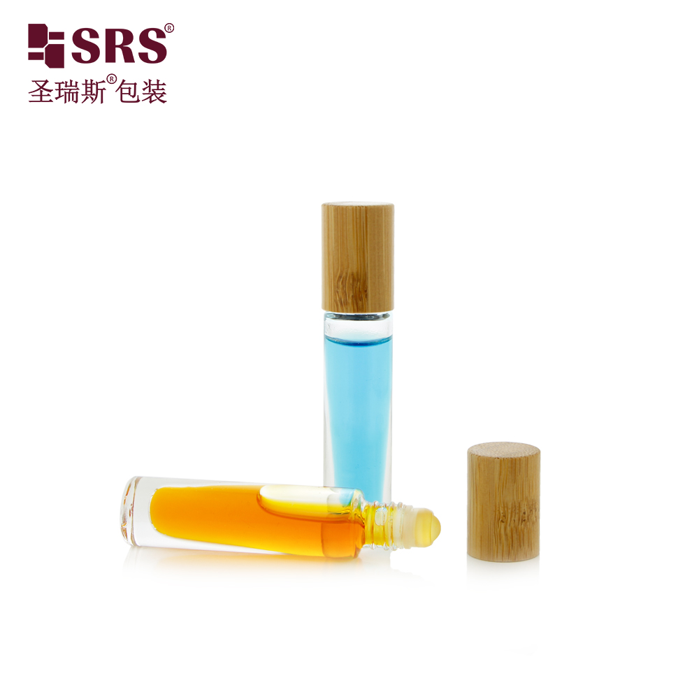 Wholesale Factory Price 5ml 10ml Custom Painting Metalized Glass Roller Bottle With Bamnoo Cap