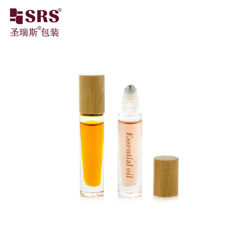 Wholesale Factory Price 5ml 10ml Custom Painting Metalized Glass Roller Bottle With Bamnoo Cap