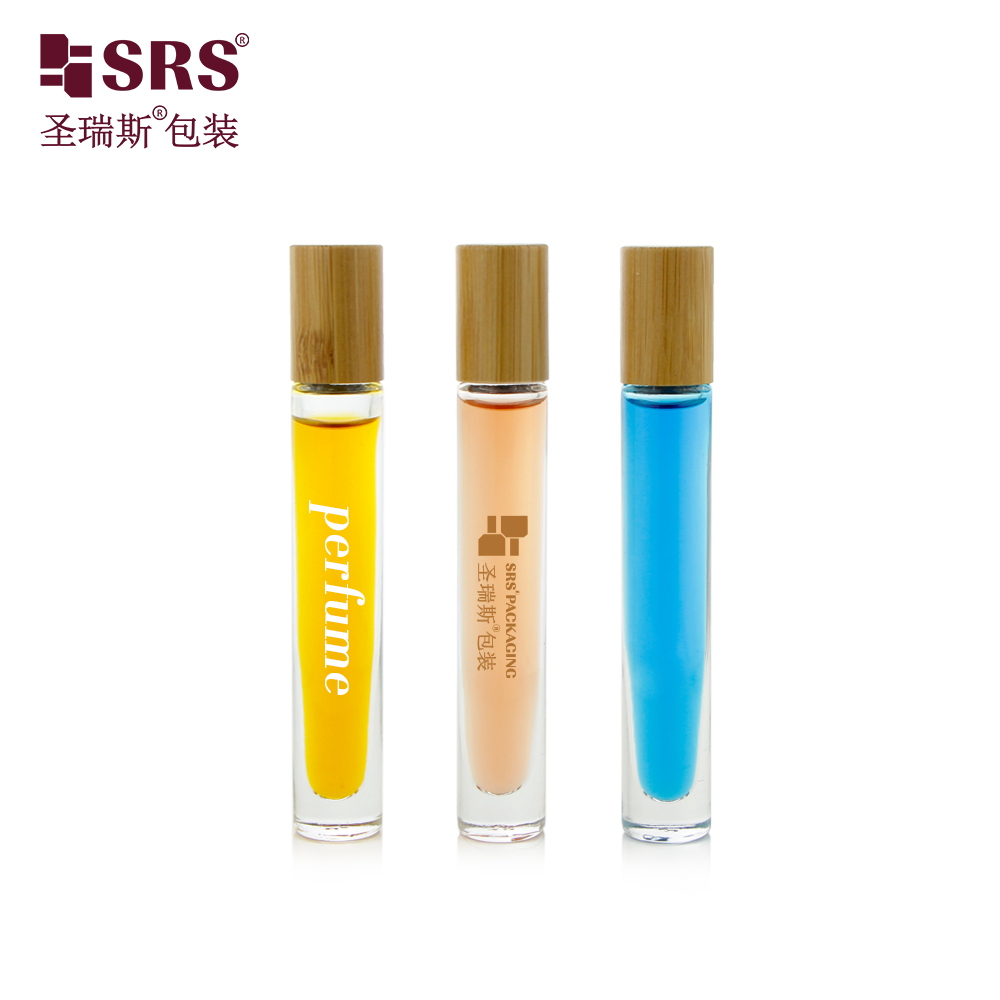 Wholesale Factory Price 5ml 10ml Custom Painting Metalized Glass Roller Bottle With Bamnoo Cap