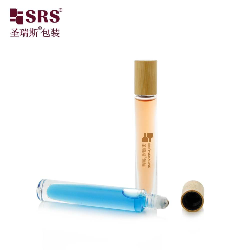 Wholesale Factory Price 5ml 10ml Custom Painting Metalized Glass Roller Bottle With Bamnoo Cap