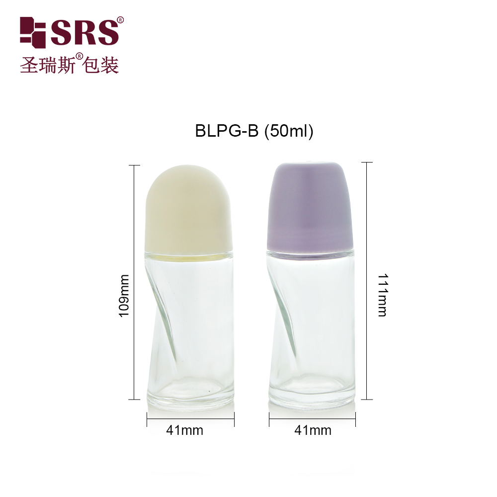 Empty Packaging 50ml Roll on Glass Bottle Deodorant Bottle for Essential Oils 