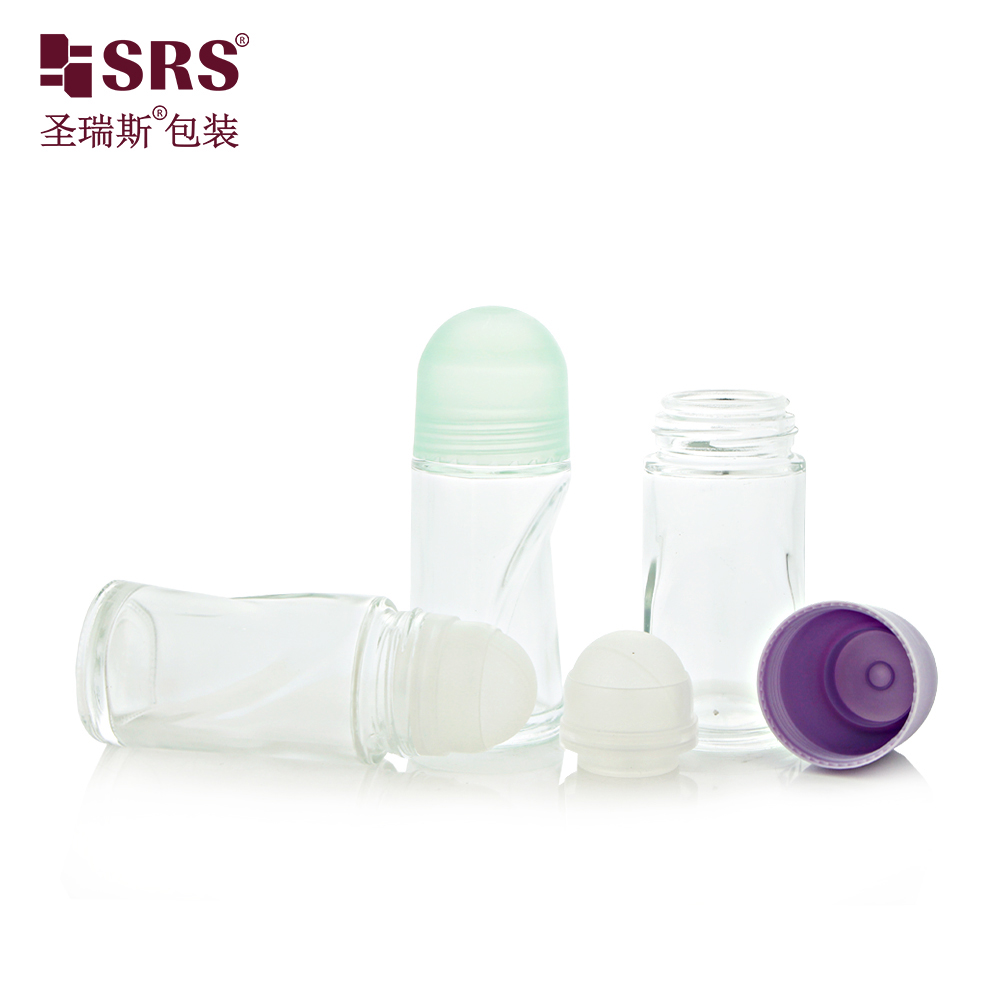 Empty Packaging 50ml Roll on Glass Bottle Deodorant Bottle for Essential Oils 