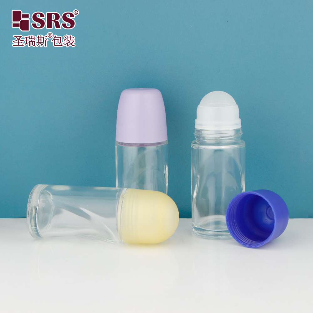 Empty Packaging 50ml Roll on Glass Bottle Deodorant Bottle for Essential Oils 