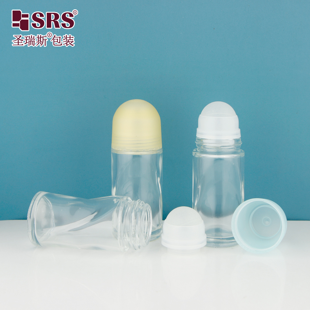 Empty Packaging 50ml Roll on Glass Bottle Deodorant Bottle for Essential Oils 