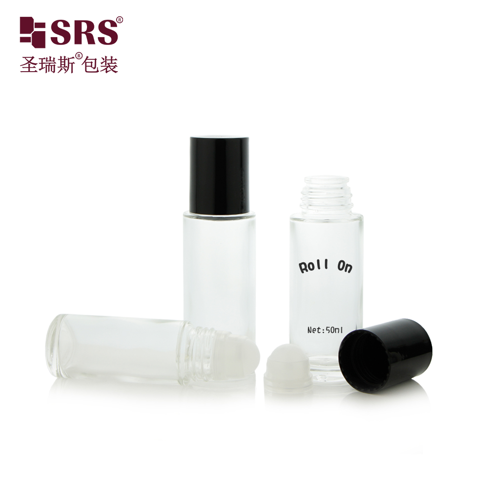 Wholesale 30ml 50ml Transparent Essential Oil Roller Bottle Round 1oz Roll on Glass Bottles