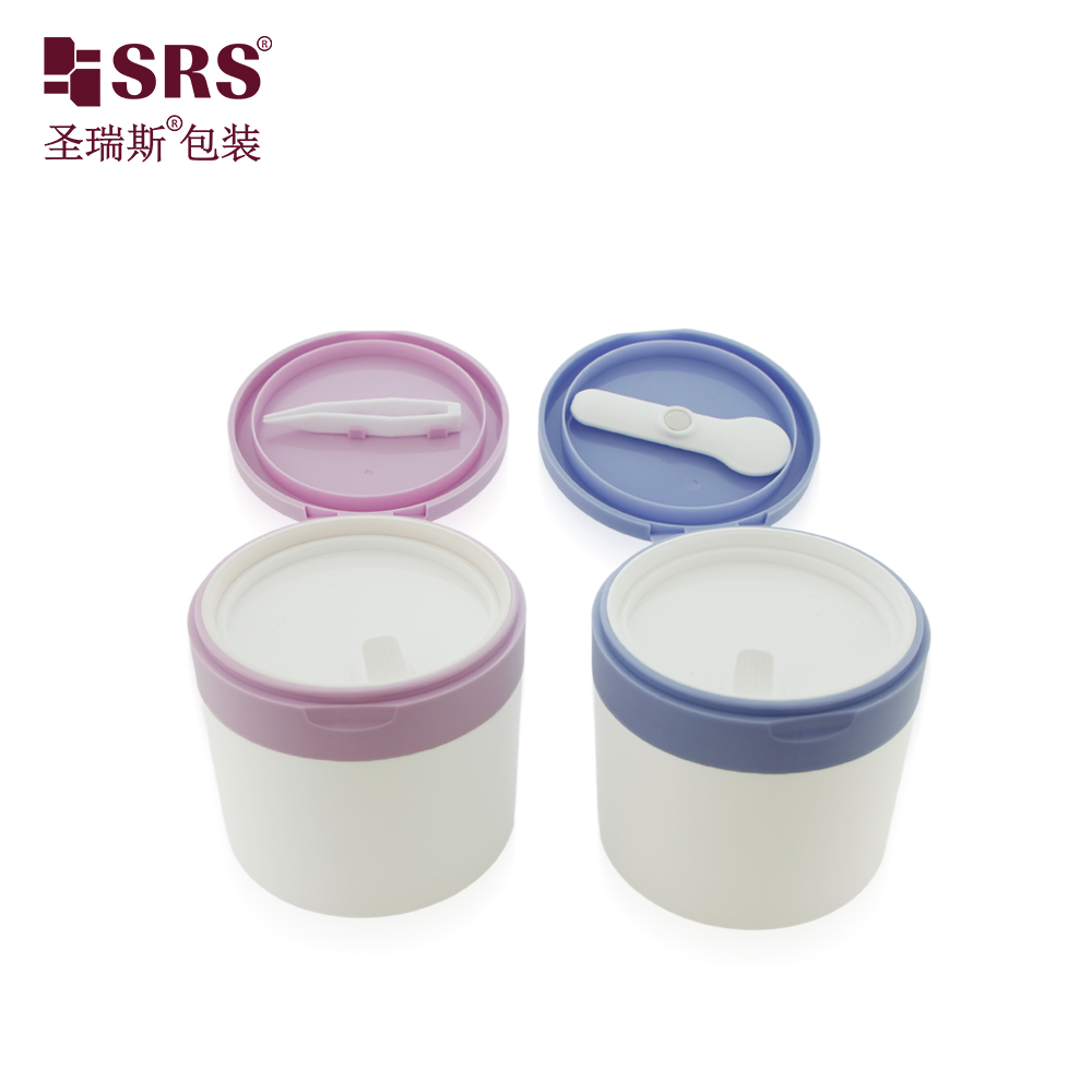 Empty White PP Plastic Jar Container with Spoon Tweezers for Salicylic Acid Pads