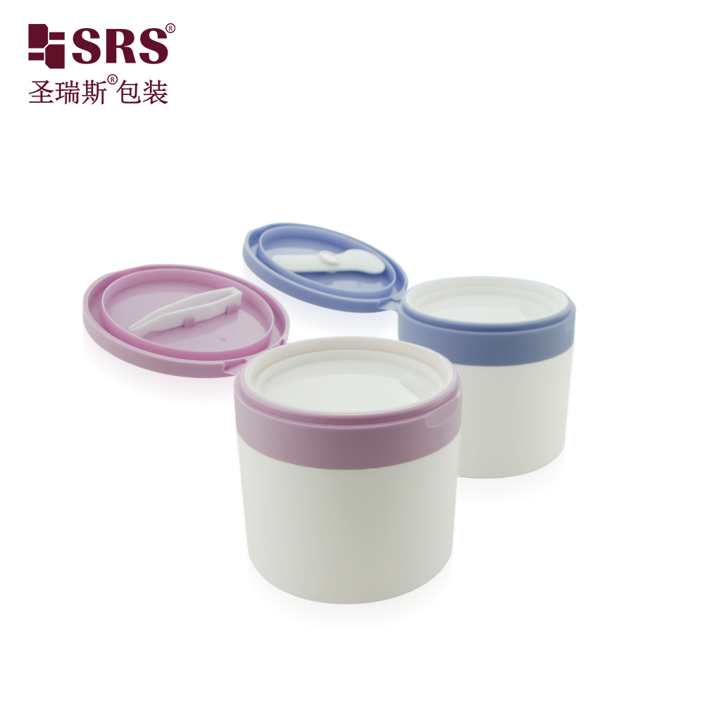 Empty White PP Plastic Jar Container with Spoon Tweezers for Salicylic Acid Pads