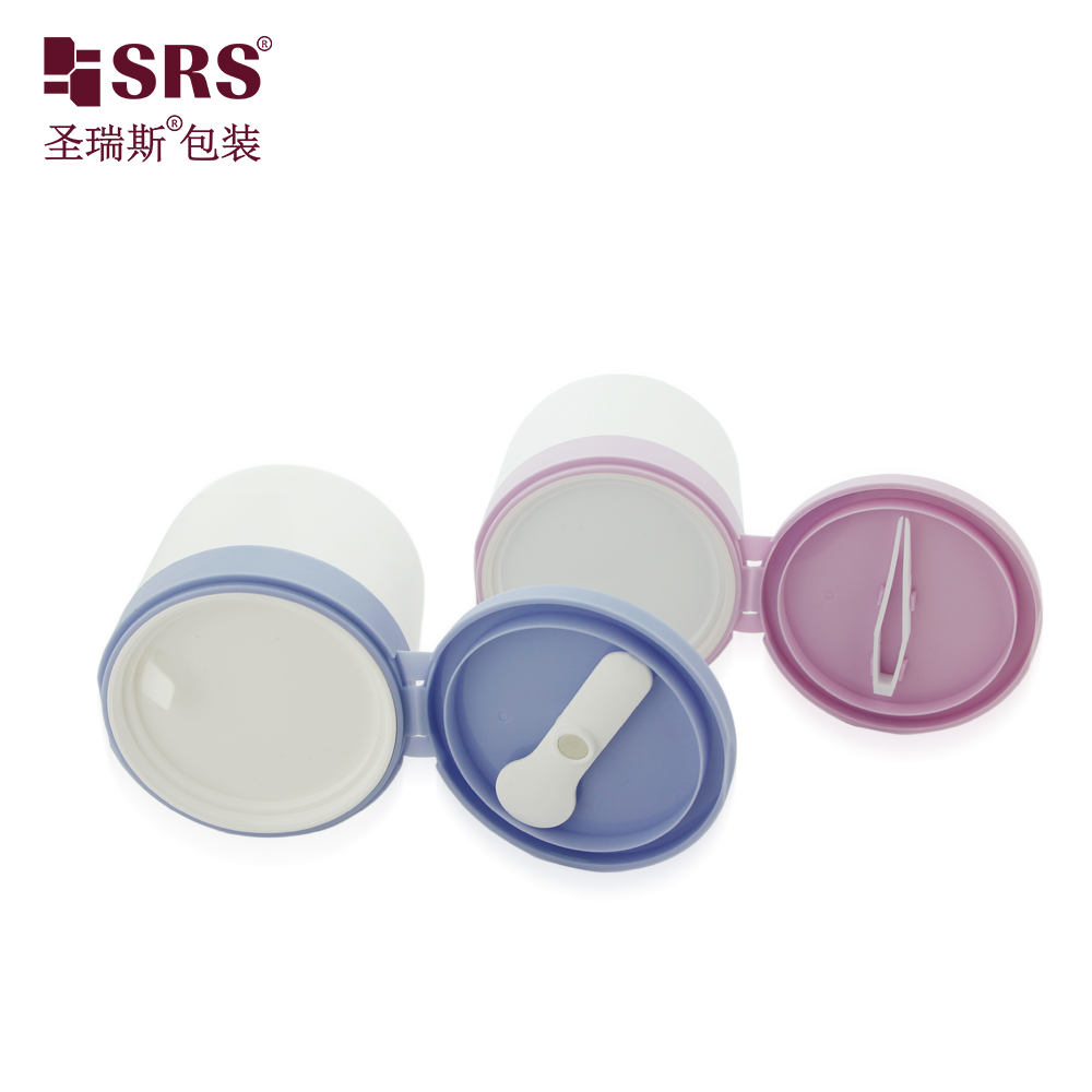 Empty White PP Plastic Jar Container with Spoon Tweezers for Salicylic Acid Pads