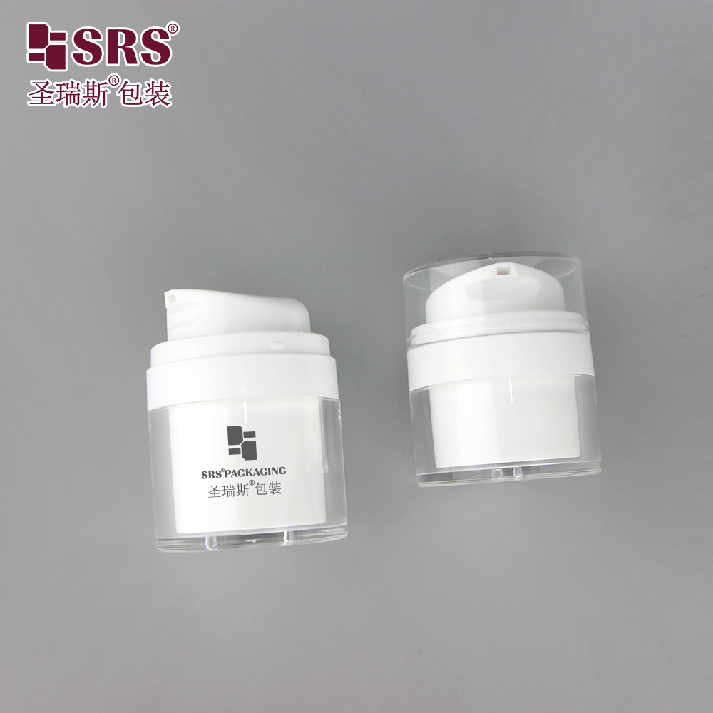 SRS Factory Price Empty 15ml 30ml 50ml Custom Injection Painting Metalized Color MS PP Airless Jar