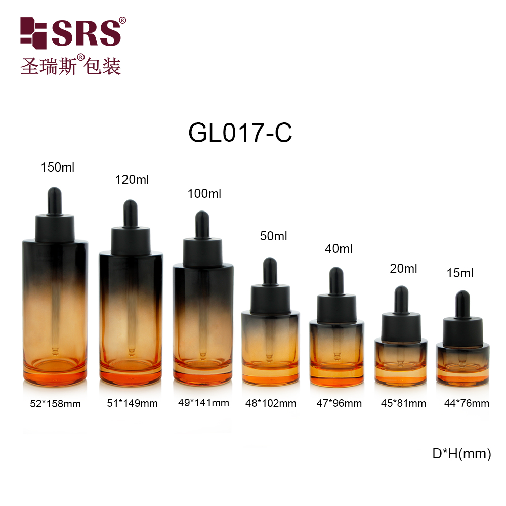 15ml 20ml 40ml 50ml 100ml 120ml 150ml Coating Spraying Gradient Empty Glass Bottle With Dropper Lotion Closures
