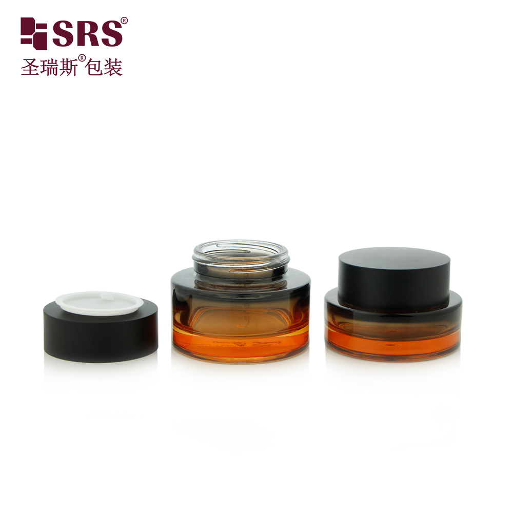 30g 50g Custom Gradient Orange Black Glass Jar for Facial Cream Eye Cream