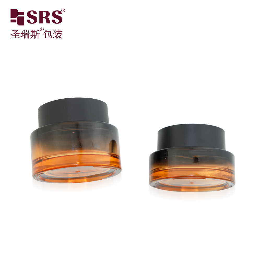30g 50g Custom Gradient Orange Black Glass Jar for Facial Cream Eye Cream