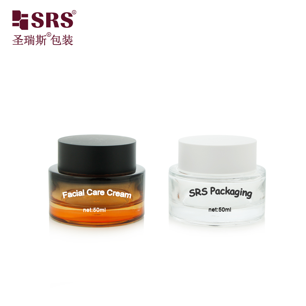 30g 50g Custom Gradient Orange Black Glass Jar for Facial Cream Eye Cream