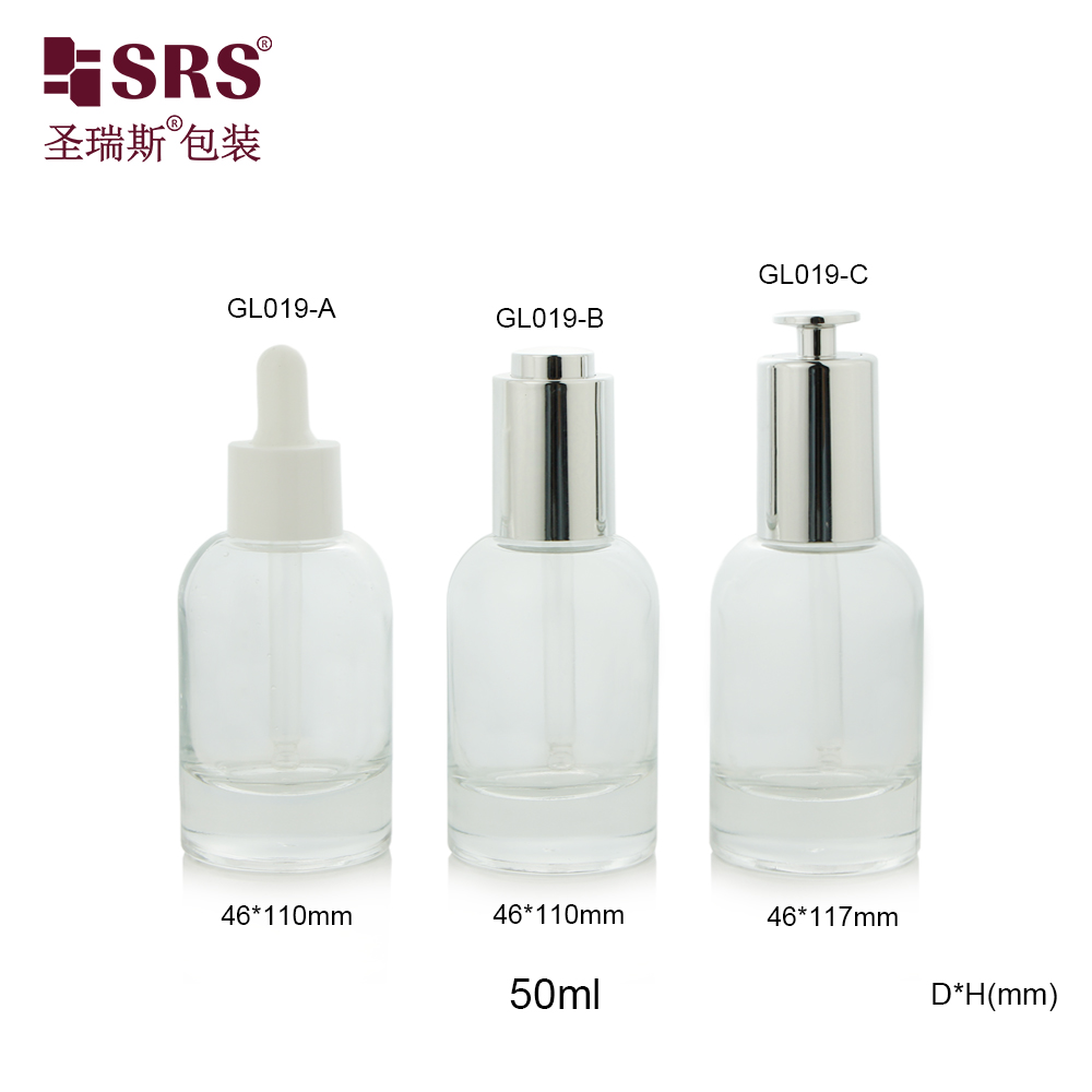 Fancy Empty Essential Oil Perfume 50ml Boston Glass Dropper Bottle for Skincare Serum