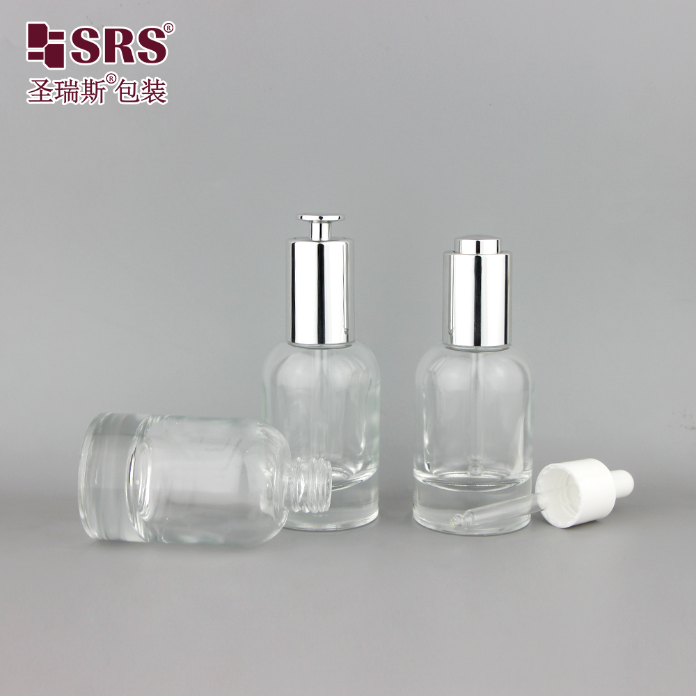 Fancy Empty Essential Oil Perfume 50ml Boston Glass Dropper Bottle for Skincare Serum
