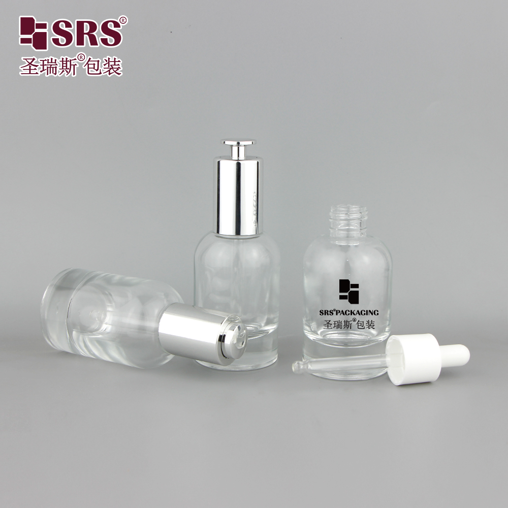 Fancy Empty Essential Oil Perfume 50ml Boston Glass Dropper Bottle for Skincare Serum