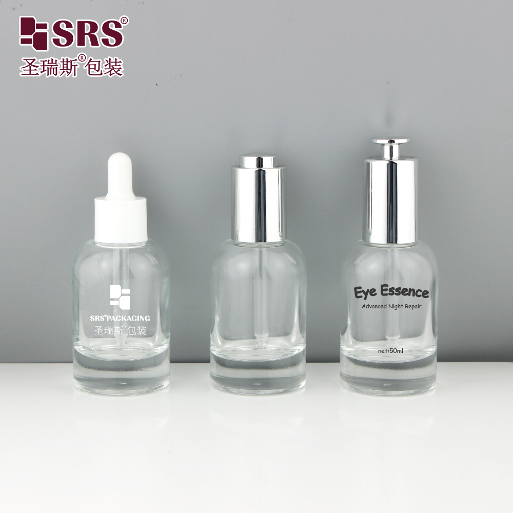 Fancy Empty Essential Oil Perfume 50ml Boston Glass Dropper Bottle for Skincare Serum