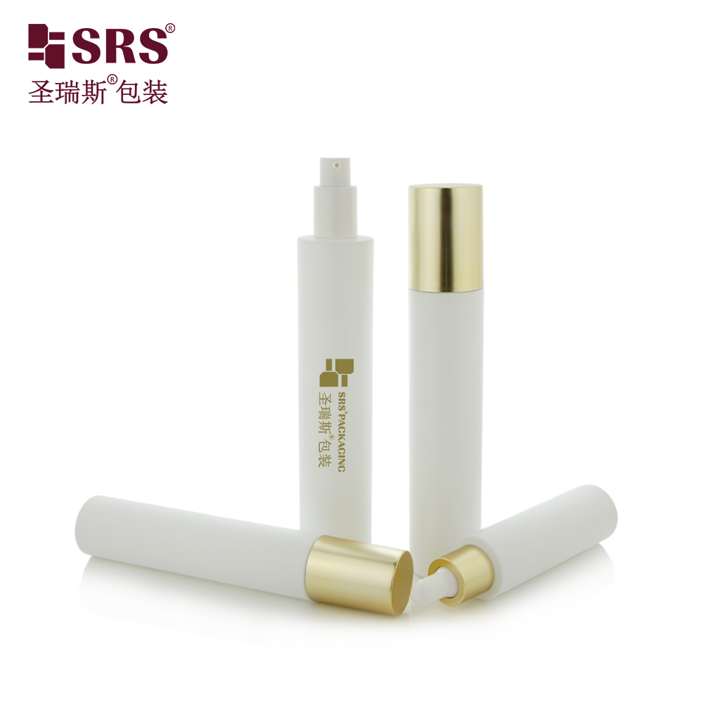  Round Cylinder 30ml 50ml 80ml 100ml White Gold Cosmetics Dropper Lotion Serum Glass Bottle