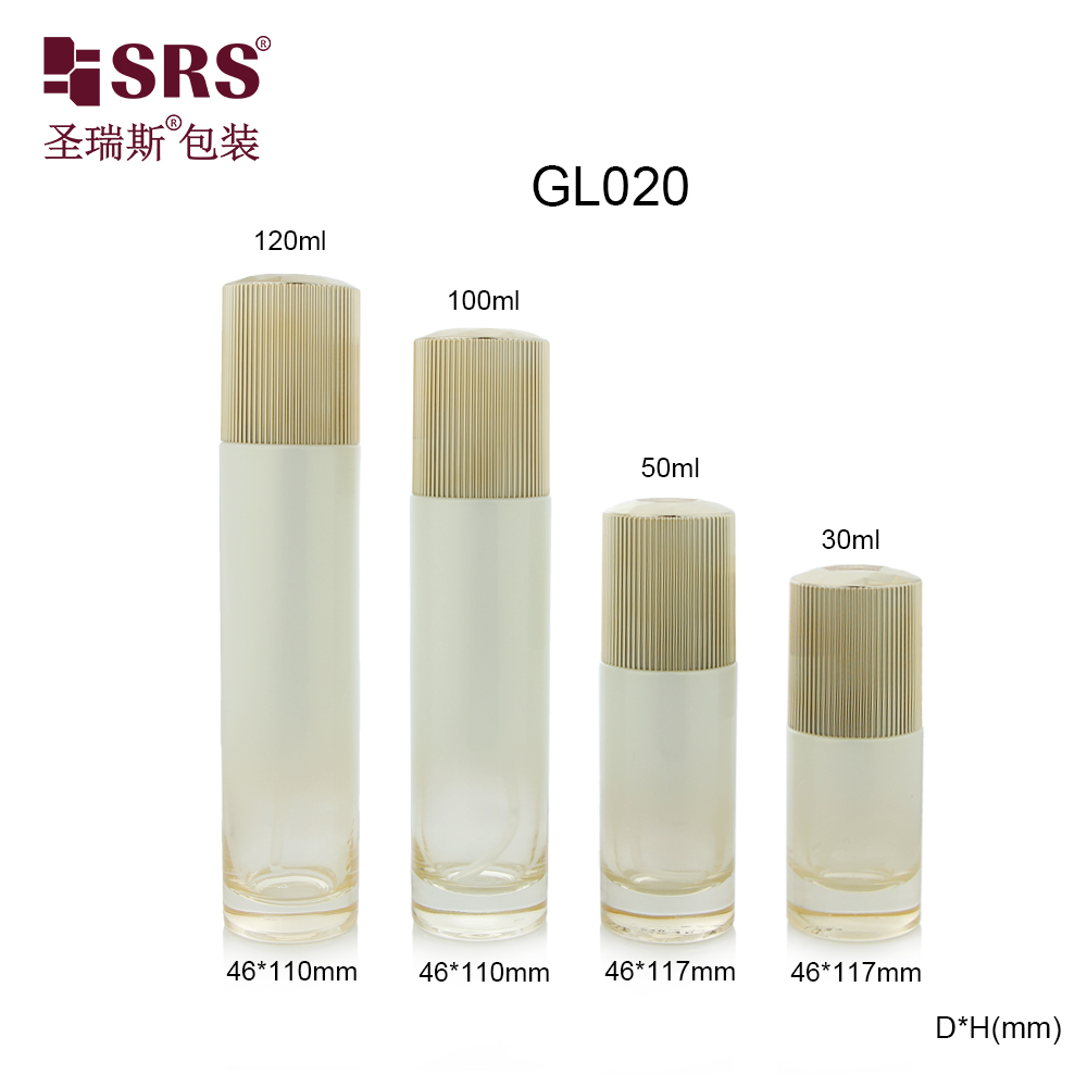 30ml 50ml 100ml 120ml Custom Gold Luxury Glass Lotion Bottle for Skin Care Packaging