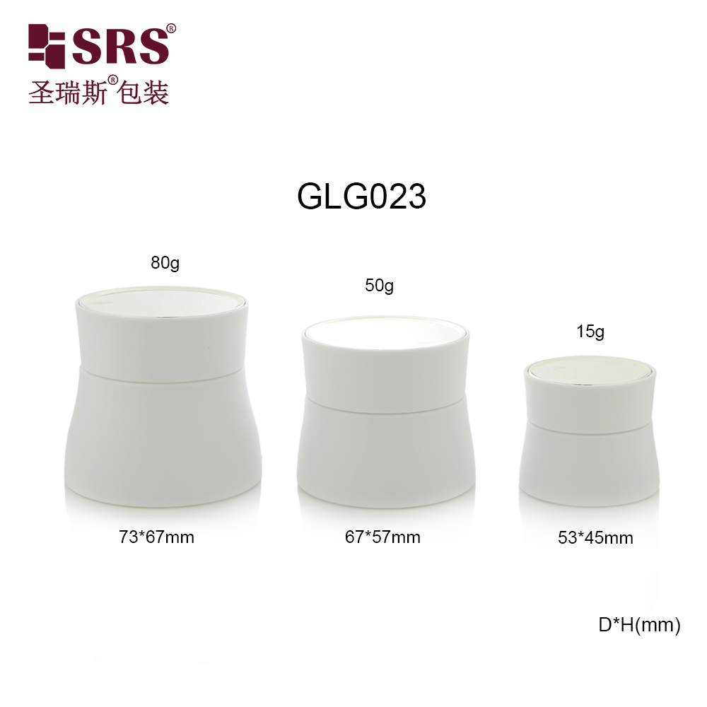 Custom Color Empty 15g 50g 80g Unique Shape White Glass Cosmetic Packaging Cream Jars 