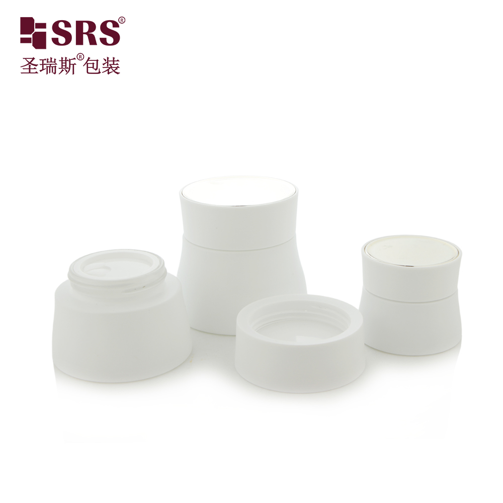 Custom Color Empty 15g 50g 80g Unique Shape White Glass Cosmetic Packaging Cream Jars 