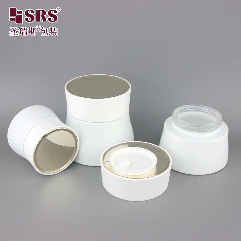 Custom Color Empty 15g 50g 80g Unique Shape White Glass Cosmetic Packaging Cream Jars 