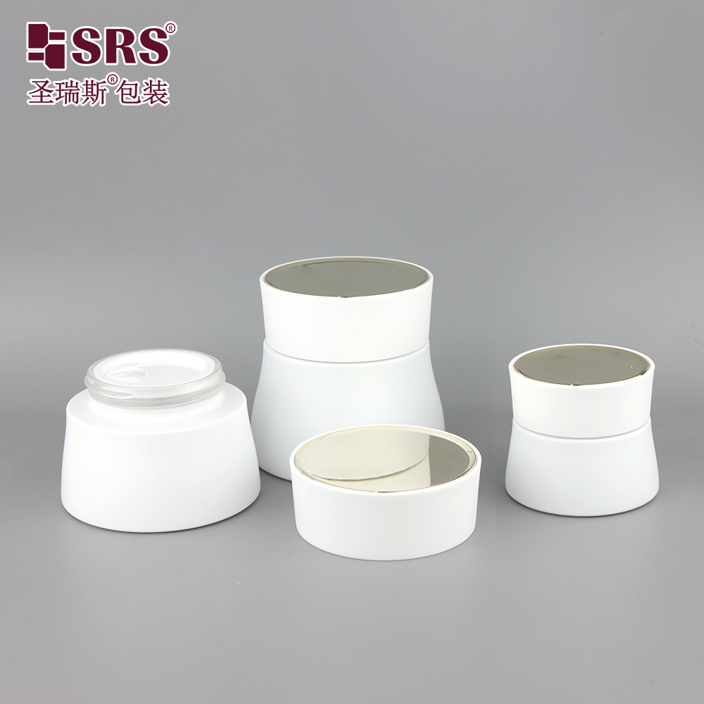 Custom Color Empty 15g 50g 80g Unique Shape White Glass Cosmetic Packaging Cream Jars 