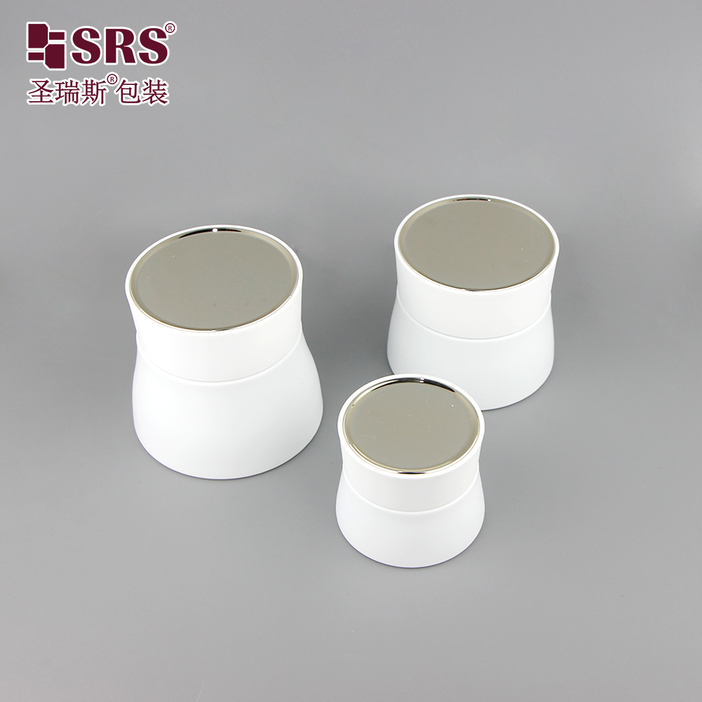 Custom Color Empty 15g 50g 80g Unique Shape White Glass Cosmetic Packaging Cream Jars 