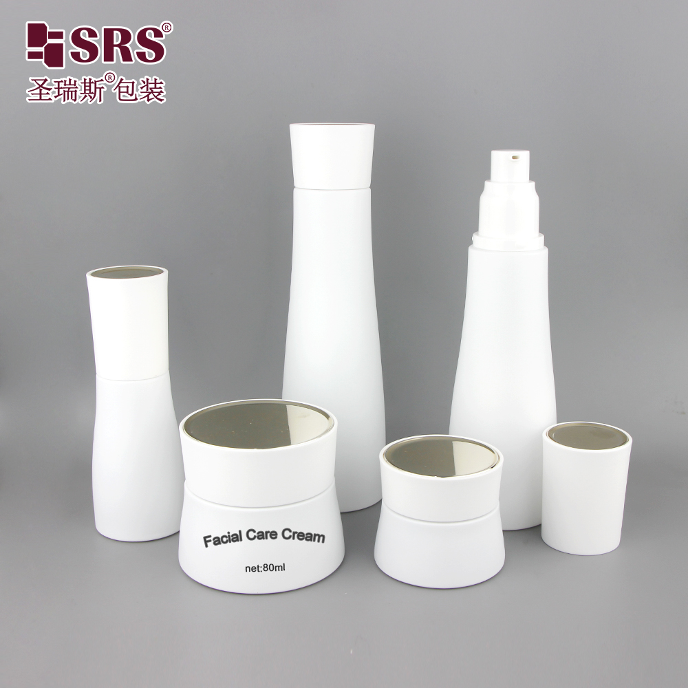New Luxury White Frosted 30ml Serum Cosmetic Packaging Sets Skincare Glass Jar Cream Container and Lotion Pump Bottles