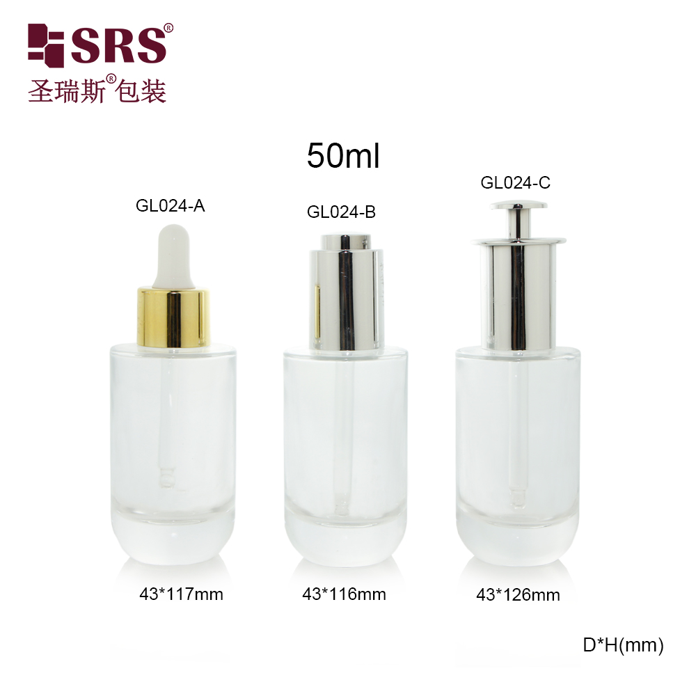 New Arrival Clear Cosmetic Serum Drppper Glass Cream Bottles for Essential oil