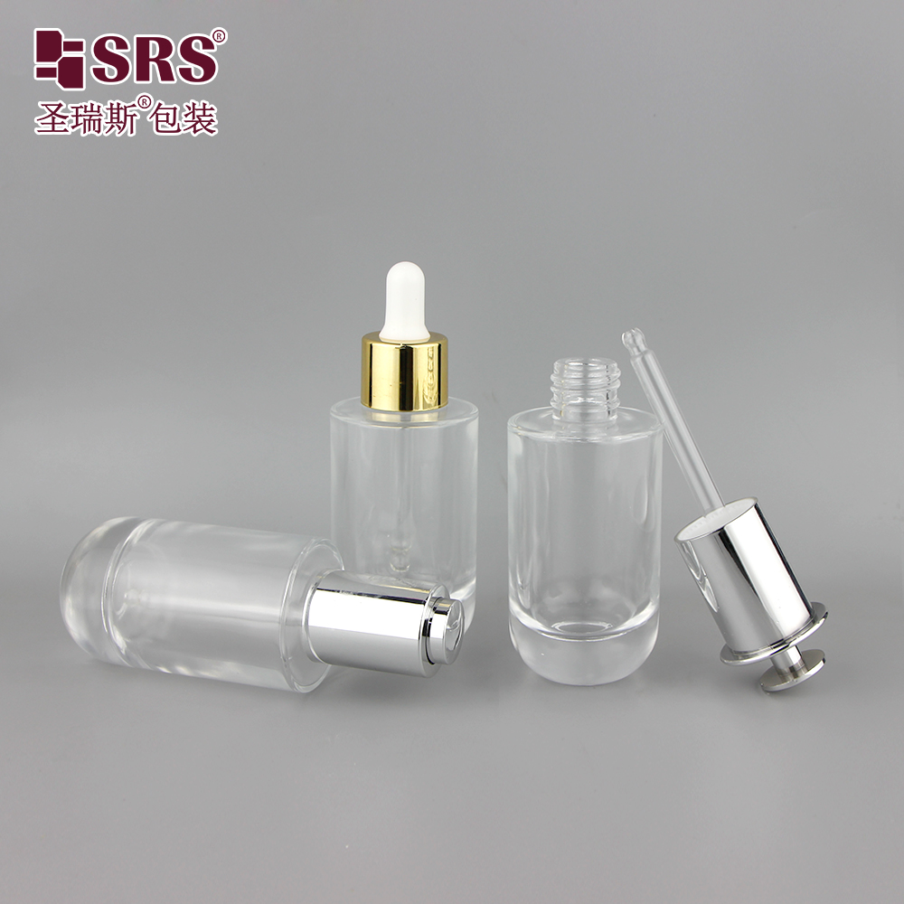 New Arrival Clear Cosmetic Serum Drppper Glass Cream Bottles for Essential oil