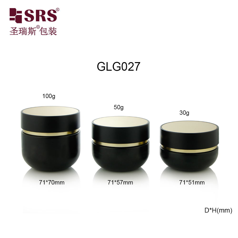 Wholesale 30g 50g 100g Face Cream Cosmetic Packaging Use Skin Care Black Glass Jars 