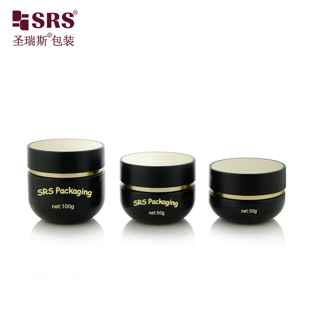 Wholesale 30g 50g 100g Face Cream Cosmetic Packaging Use Skin Care Black Glass Jars 