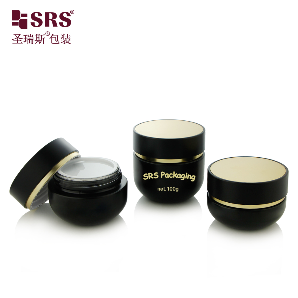 Wholesale 30g 50g 100g Face Cream Cosmetic Packaging Use Skin Care Black Glass Jars 