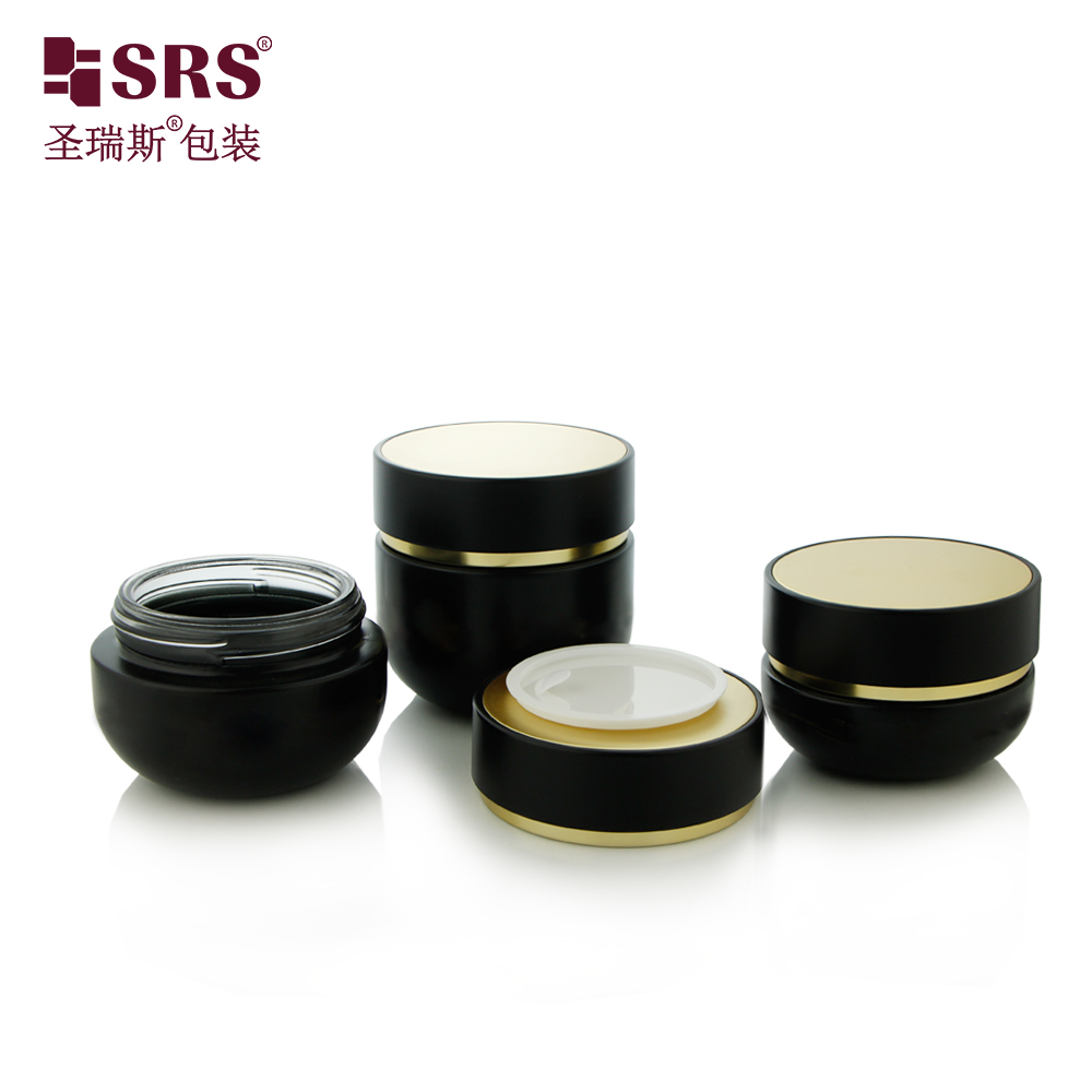 Wholesale 30g 50g 100g Face Cream Cosmetic Packaging Use Skin Care Black Glass Jars 