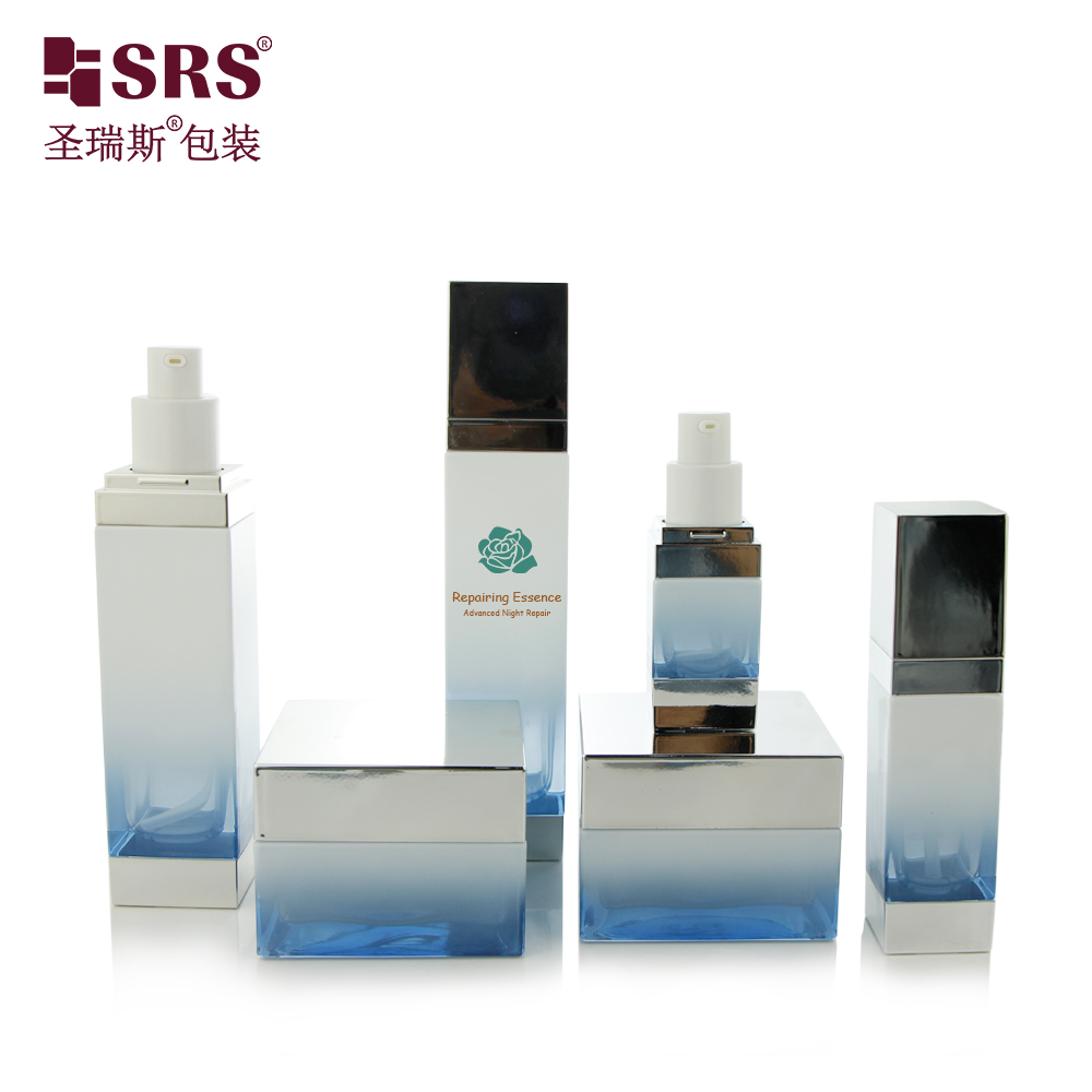 China Factory Wholesale Silver Cap Frosted Cosmetic Glass Bottle Packaging Jars and Bottle Supplier