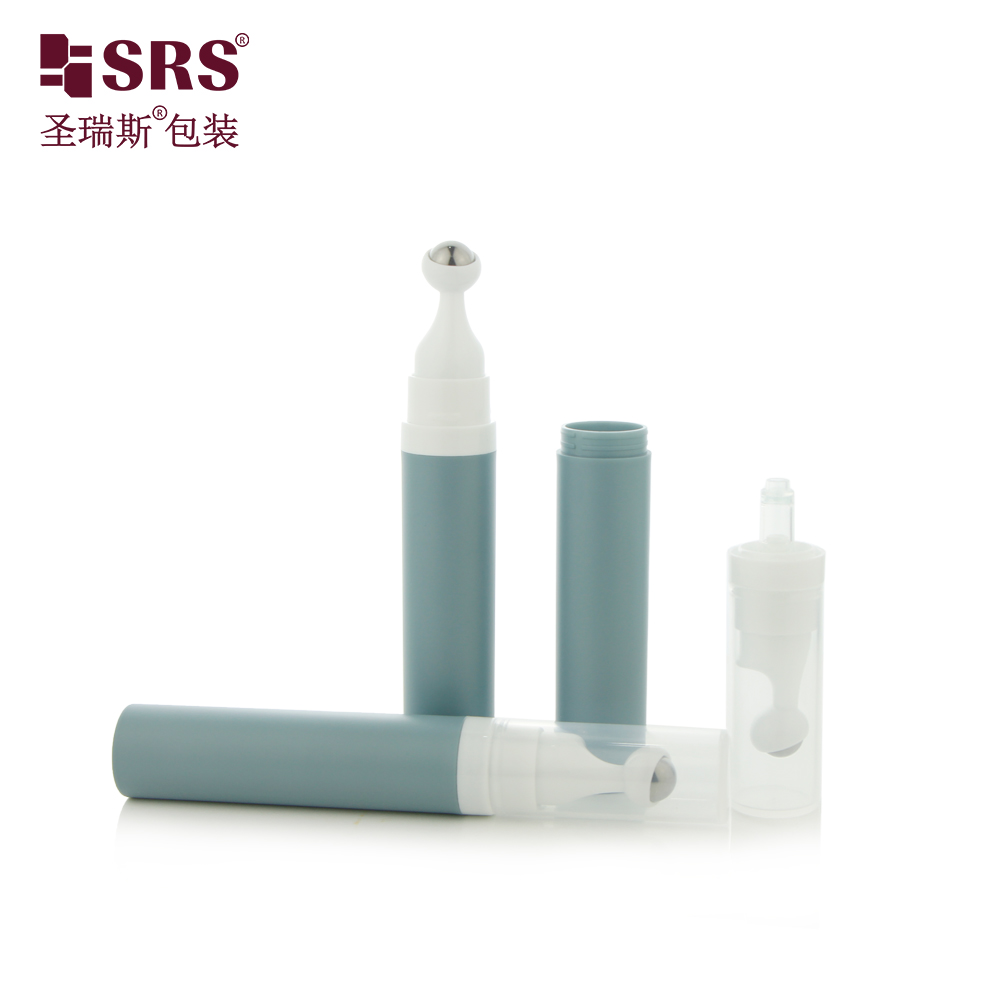 Round Shape Airless Pump Bottle with Roller Ball Applicator for Eye Care Foundation