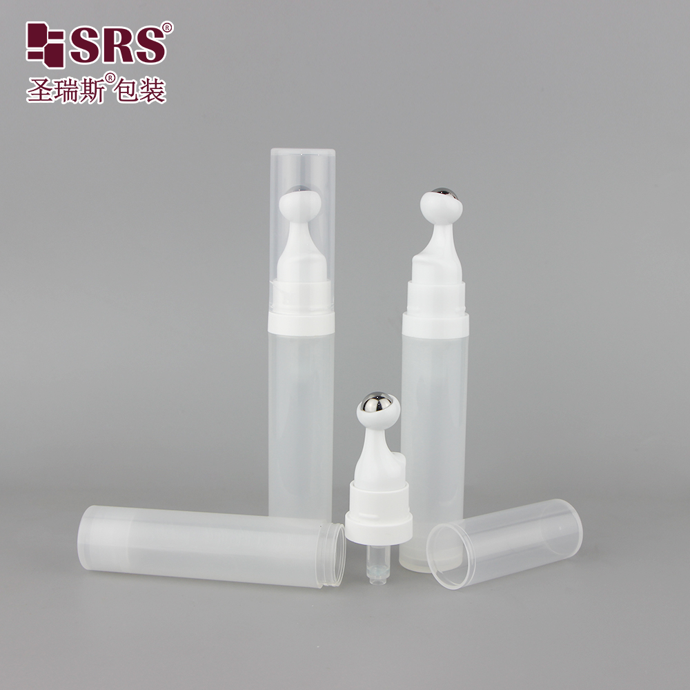 Round Shape Airless Pump Bottle with Roller Ball Applicator for Eye Care Foundation