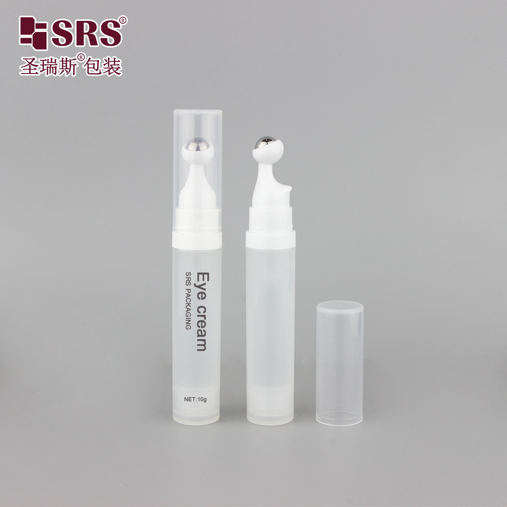 Round Shape Airless Pump Bottle with Roller Ball Applicator for Eye Care Foundation