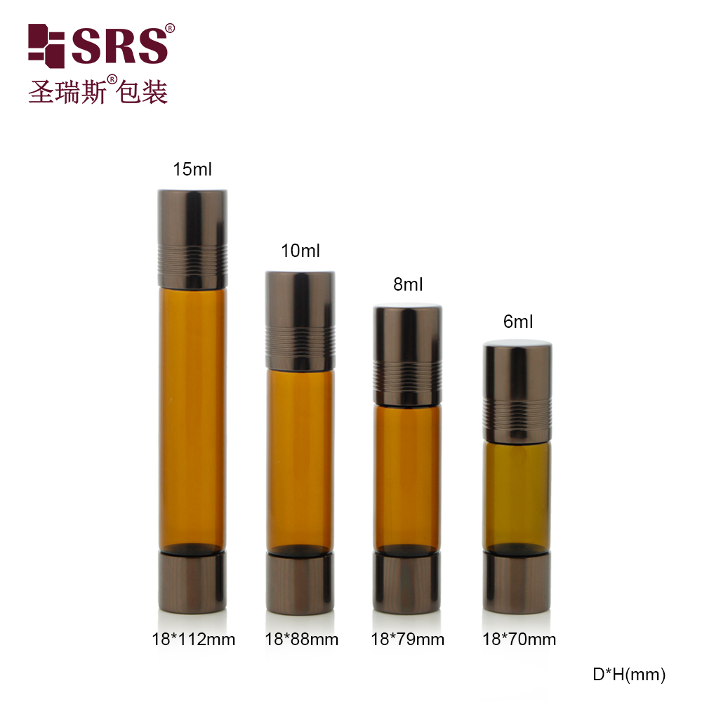 Double Ended One Is Roller and One Is Plug 6ml 8ml 10ml 15ml Glass Essential Oil Bottle