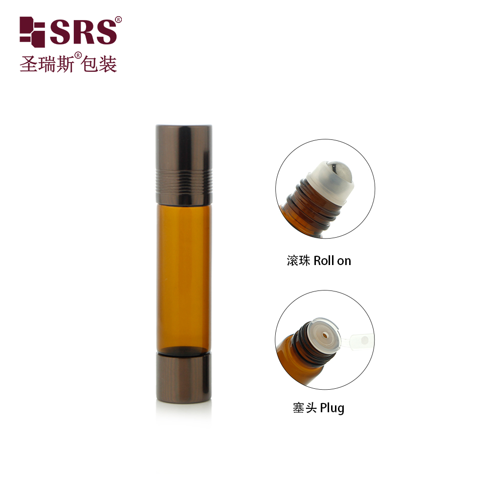 Double Ended One Is Roller and One Is Plug 6ml 8ml 10ml 15ml Glass Essential Oil Bottle