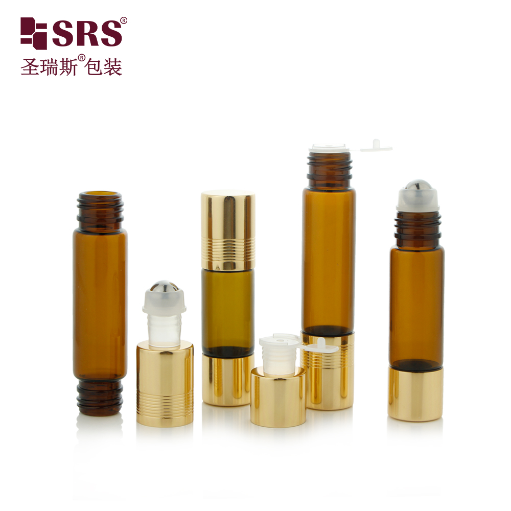 Double Ended One Is Roller and One Is Plug 6ml 8ml 10ml 15ml Glass Essential Oil Bottle
