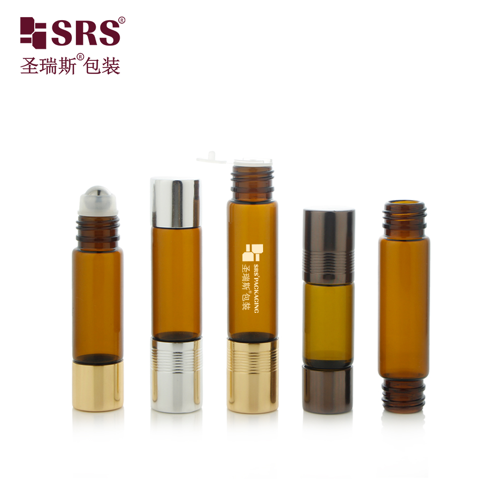 Double Ended One Is Roller and One Is Plug 6ml 8ml 10ml 15ml Glass Essential Oil Bottle