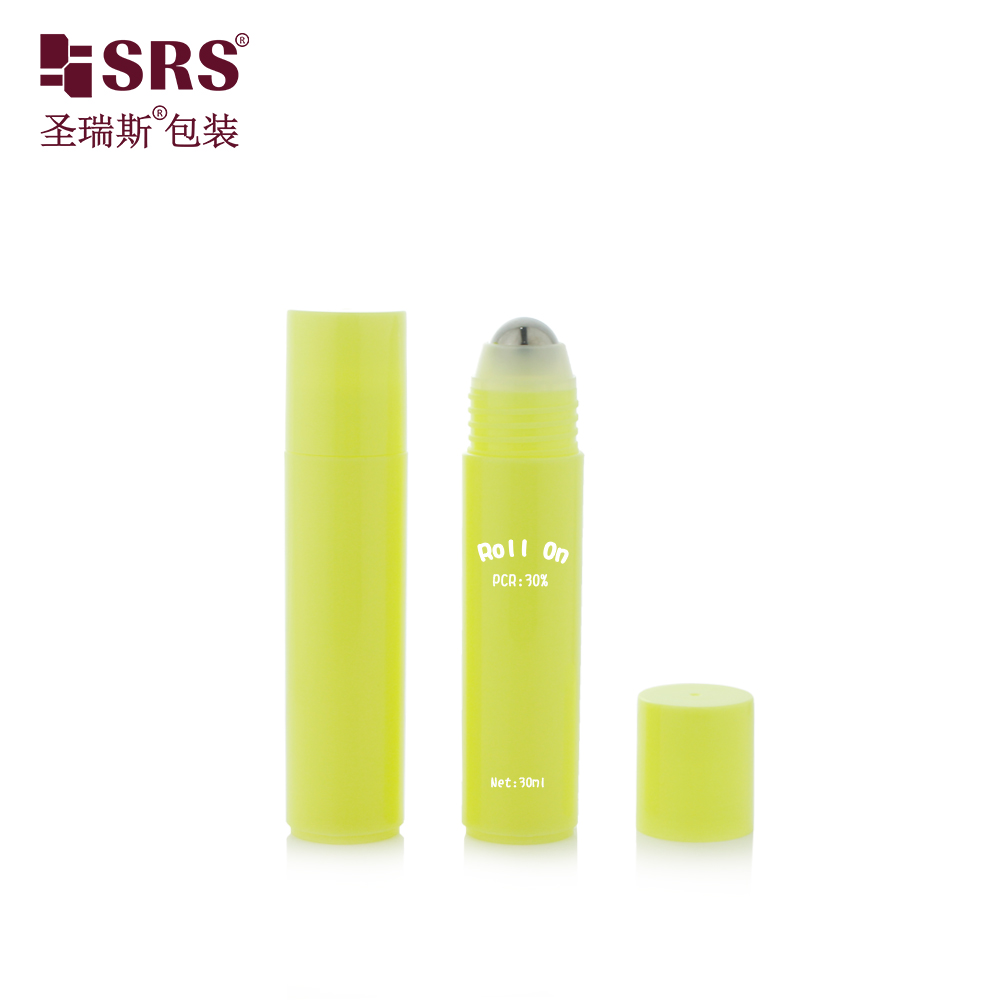 PP Recycled Plastic Roll on Bottle With Big Steel Roller Ball for Hair Tonic Oil